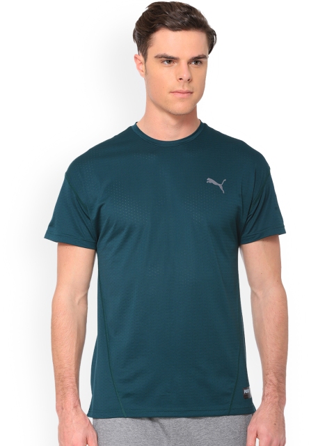 

Puma Men Teal Green Solid Round Neck T-shirt