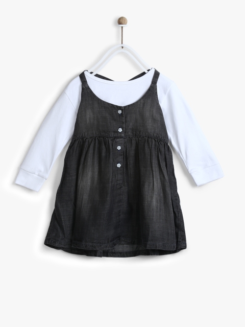 

Gini and Jony Girls Charcoal Grey Faded Chambray Pinafore Dress with T-Shirt