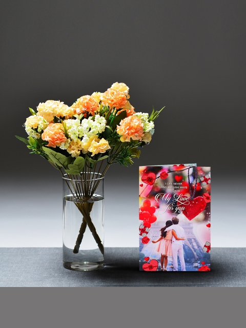 

Archies Multicoloured Combo of Valentine's Day Flower & Greeting Card, Multi