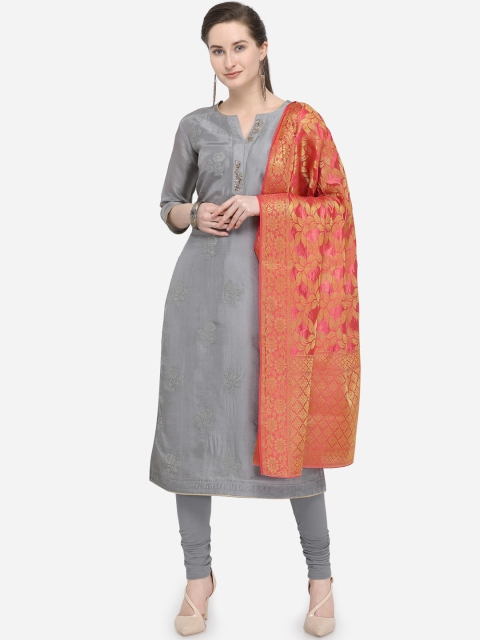 

Rajnandini Grey Silk Blend Unstitched Dress Material