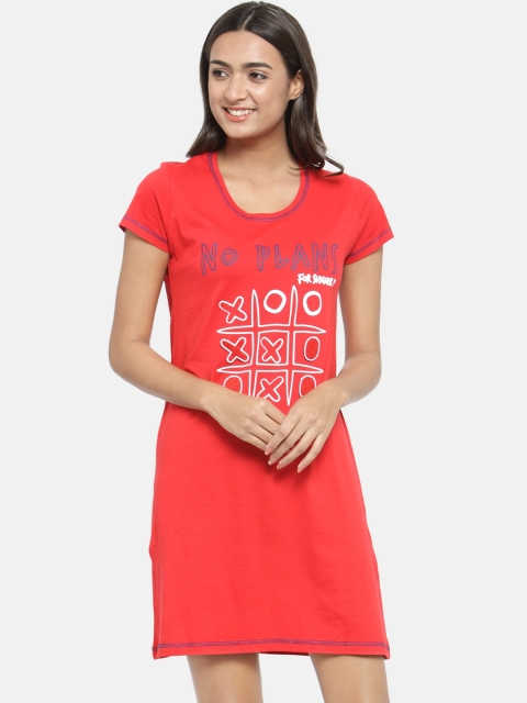

Slumber Jill Women Red Printed Sleep Shirt FWSJ406
