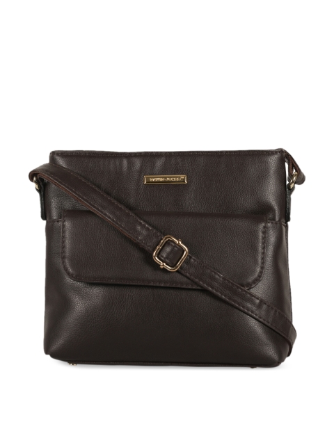 

David Jones Coffee Brown Solid Sling Bag