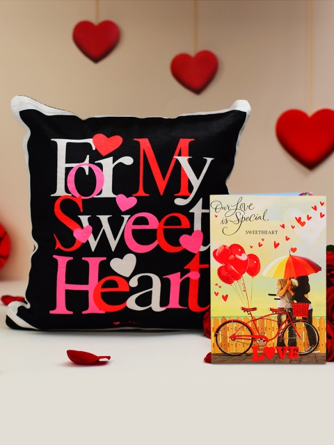 

Archies Love Gifts Multicoloured Combo of Cushion & Greeting Card Valentine Day Gift Set, Multi
