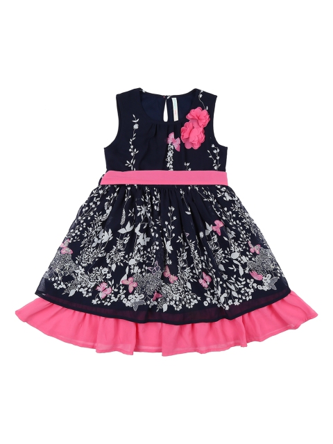 

Pantaloons Junior Girls Navy Blue Printed Fit and Flare Dress