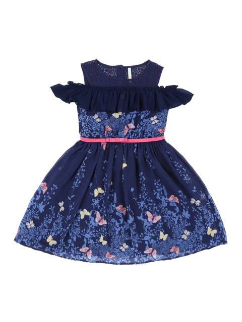 

Pantaloons Junior Girls Navy Blue Printed Fit and Flare Dress