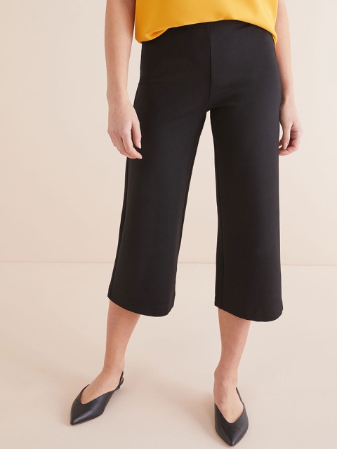 

next Women Black Regular Fit Solid Culottes