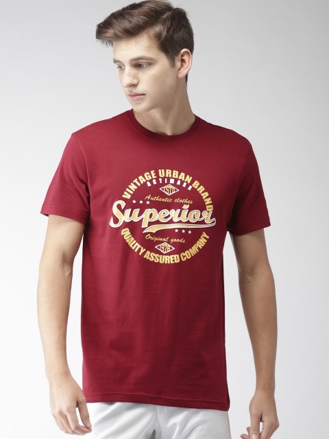 

ACTIMAXX Men Maroon Printed Round Neck T-shirt