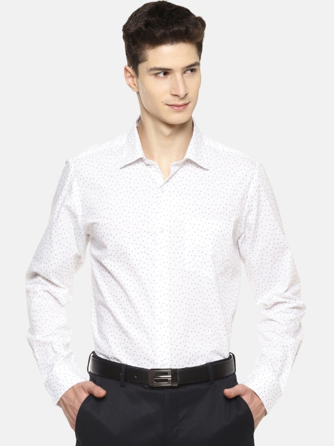 

IVOC Men White Smart Slim Fit Printed Formal Shirt