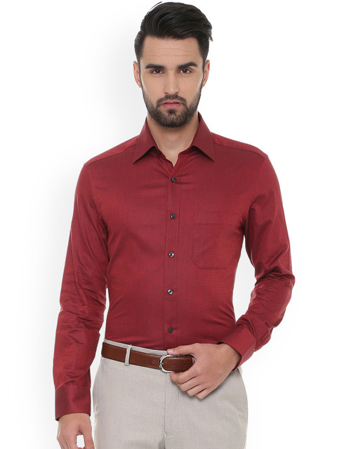 

Louis Philippe Men Maroon Regular Fit Self Design Formal Shirt