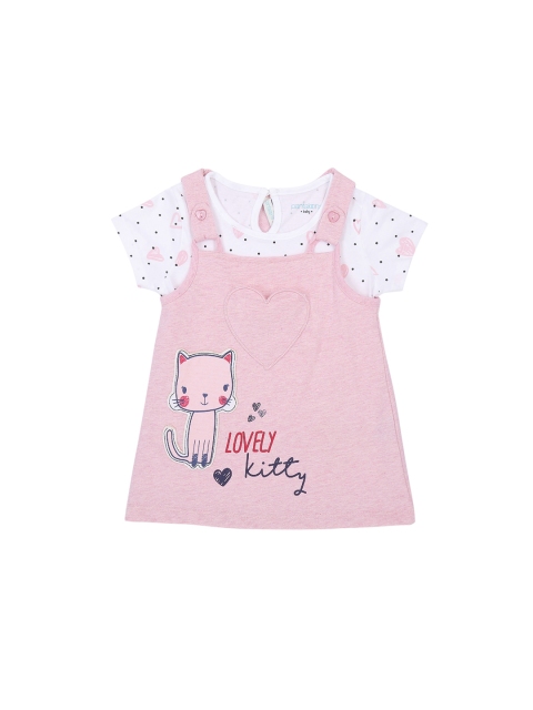 

Pantaloons Baby Girls Pink Printed T-shirt with Skirt