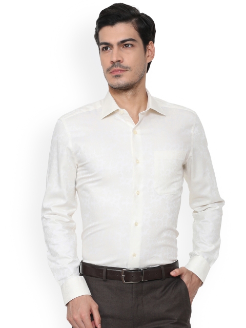 

Louis Philippe Men Cream-Coloured Regular Fit Printed Formal Shirt