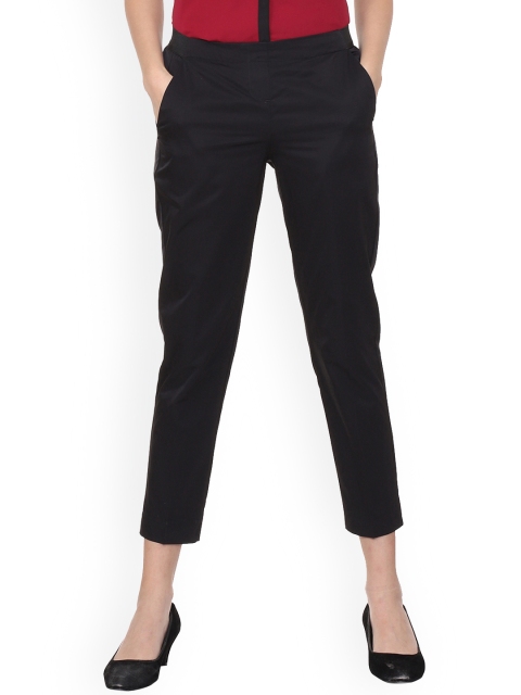 

Van Heusen Woman Women Black Regular Fit Solid Cigarette Trousers