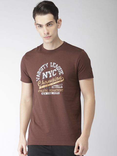

ACTIMAXX Men Brown Printed Slim Fit Round Neck T-shirt
