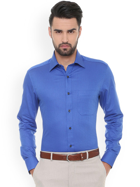 

Louis Philippe Men Blue Regular Fit Self Design Formal Shirt
