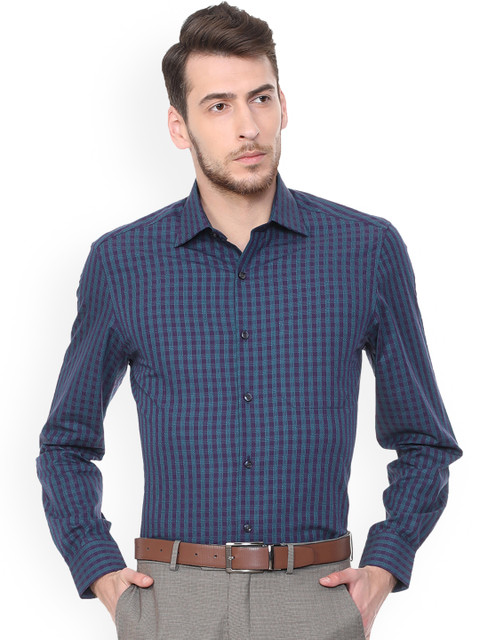 

Louis Philippe Men Blue Regular Fit Checked Formal Shirt