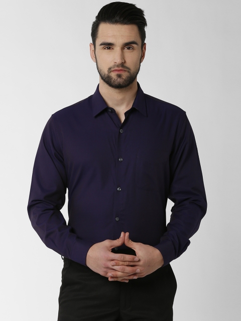 

Peter England Elite Men Navy Blue Regular Fit Self Design Formal Shirt