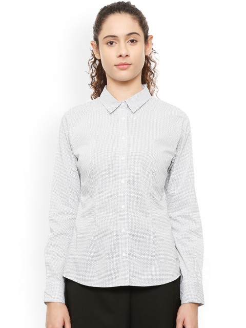 

Van Heusen Woman White Regular Fit Printed Casual Shirt