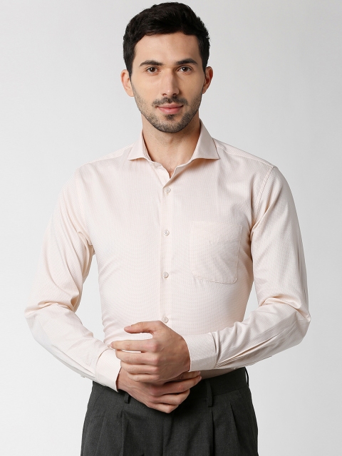 

Peter England Elite Men Cream-Coloured Regular Fit Self Design Formal Shirt