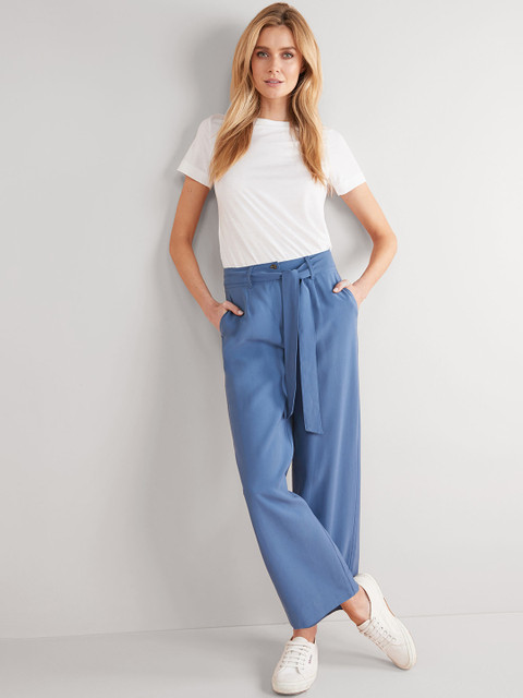 

next Women Blue Regular Fit Solid Culottes
