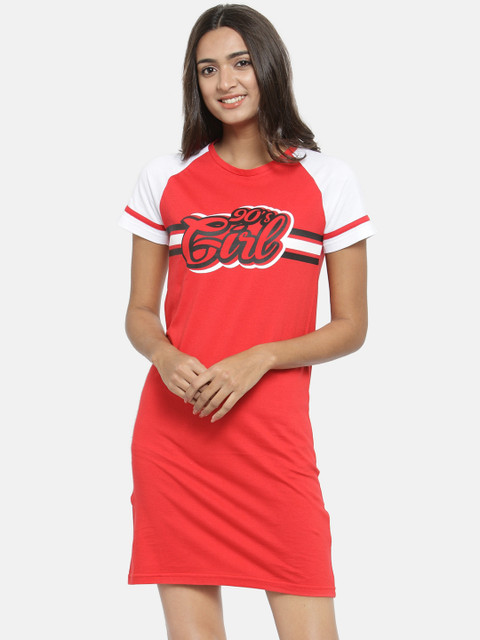 

Slumber Jill Women Red Printed Sleep Shirt FWSJ421