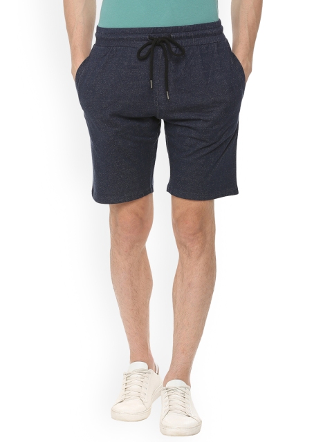 

People Men Navy Blue Solid Regular Fit Regular Shorts