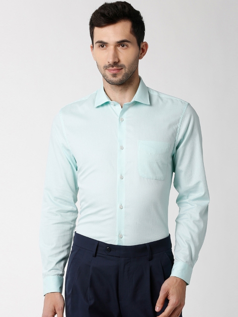 

Peter England Elite Men Sea Green Slim Fit Self Design Formal Shirt