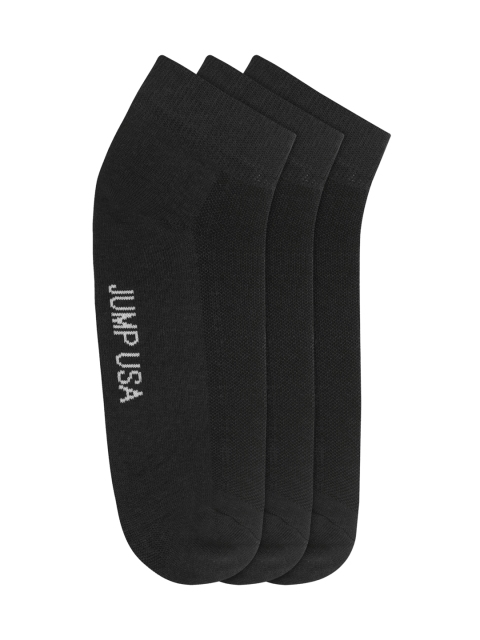 

JUMP USA Men Pack of 3 Solid Ankle-Length Socks, Black