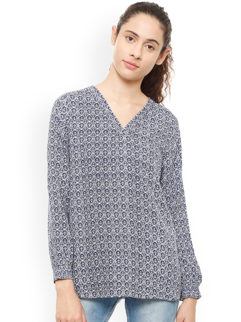 

Van Heusen Women Blue Printed A-Line Top