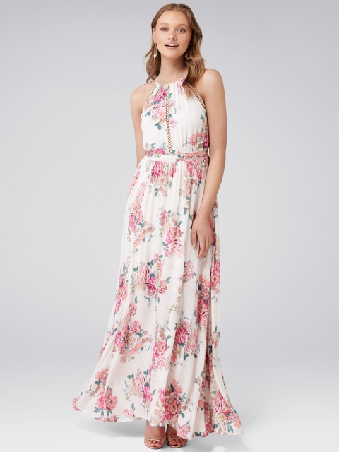 

Forever New Women White & Pink Printed Maxi Dress