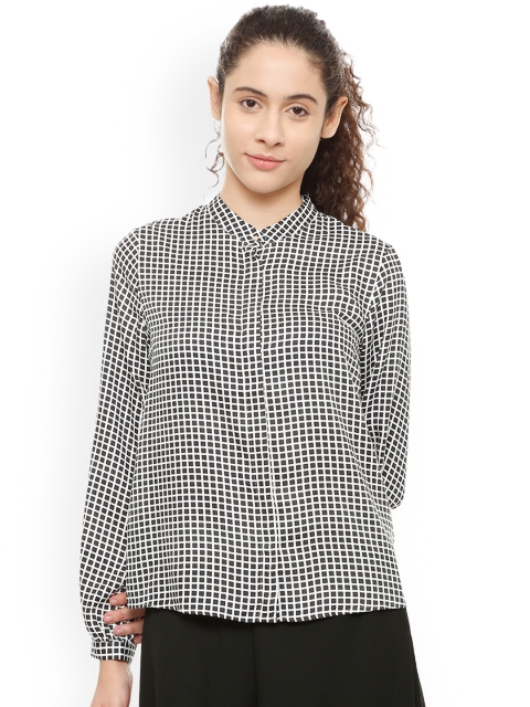 

Van Heusen Woman Black Regular Fit Checked Casual Shirt