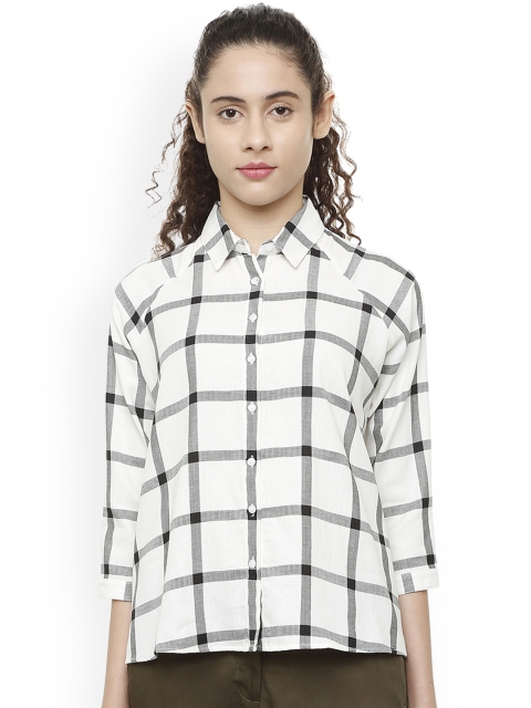 

Van Heusen Woman White Regular Fit Checked Casual Shirt
