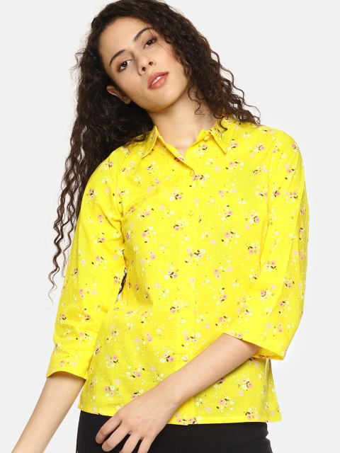 

AARA Women Yellow & Beige Regular Fit Printed Casual Shirt