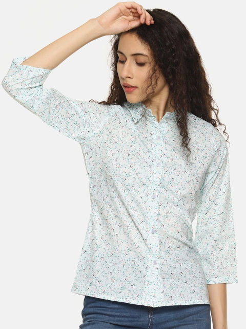 

AARA Women White & Green Regular Fit Printed Casual Shirt