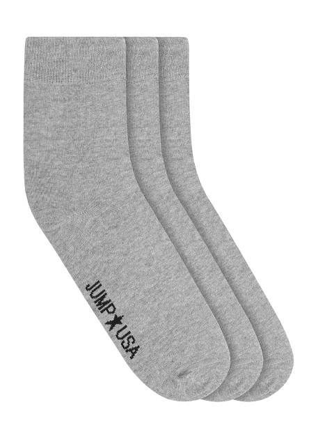 JUMP USA Men Pack of 3 Solid Calf-Length Socks, Grey