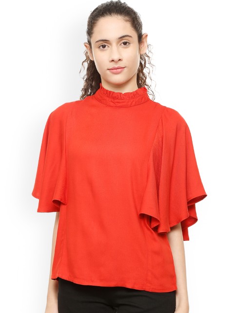

Van Heusen Woman Red Regular Fit Solid Casual Shirt