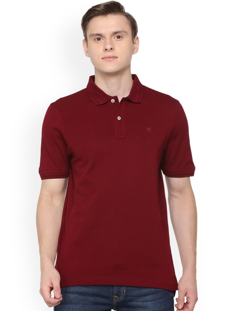 

Louis Philippe Men Maroon Solid Polo Collar T-shirt