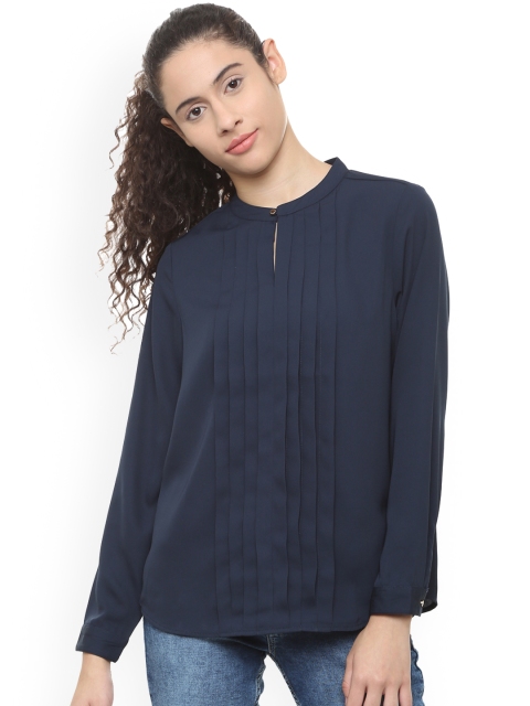 Van Heusen Woman Navy Blue Solid Top
