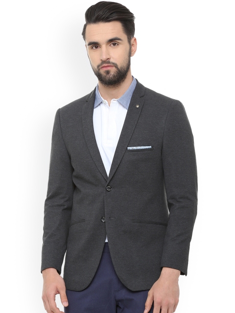 

Allen Solly Men Black Solid Slim-Fit Single-Breasted Pure Cotton Blazer