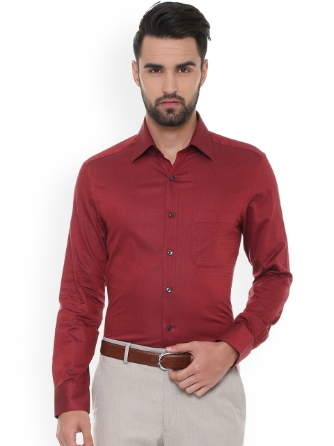 

Louis Philippe Men Maroon Regular Fit Self Design Formal Shirt
