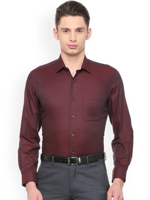 

Louis Philippe Men Maroon Slim Fit Self Design Formal Shirt