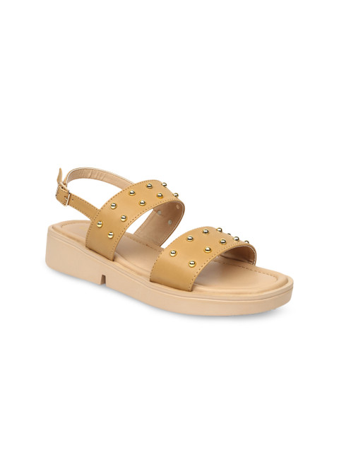

VALIOSAA Women Beige Solid Open Toe Flats