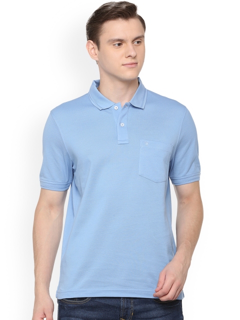 

Louis Philippe Men Blue Solid Polo Collar T-shirt