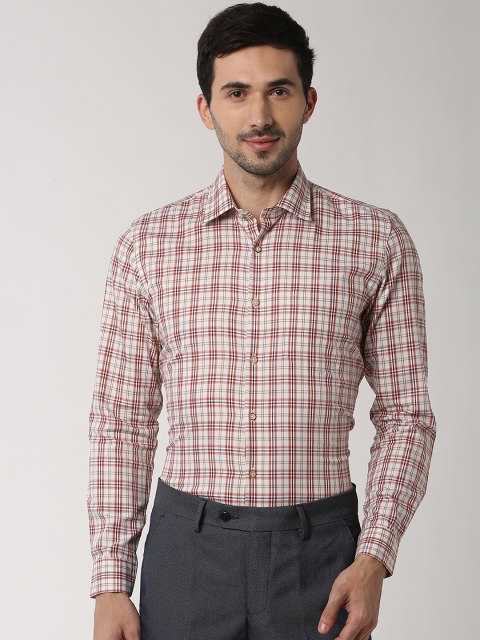 

Peter England Elite Men Maroon Slim Fit Checked Formal Shirt