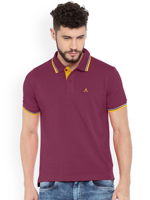 

ACTIMAXX Men Purple Solid Slim Fit Polo Collar T-shirt