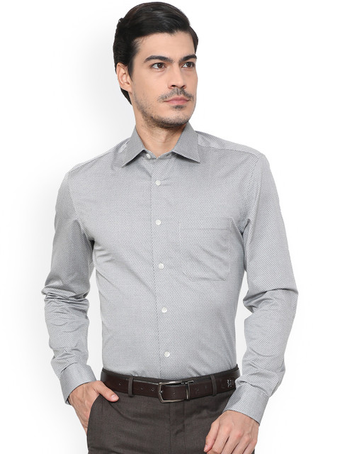 

Louis Philippe Men Grey Regular Fit Printed Formal Shirt