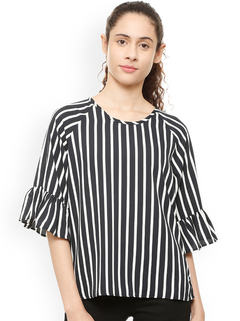 

Van Heusen Women Black Striped Top