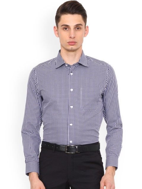

Louis Philippe Permapress Men Blue & Grey Regular Fit Checked Formal Shirt