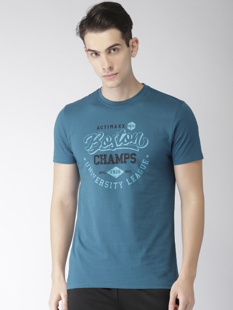 

ACTIMAXX Men Blue Printed Slim Fit Round Neck T-shirt
