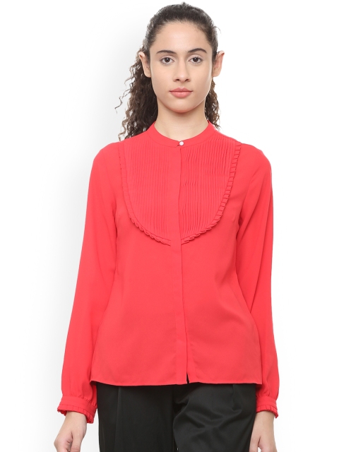 

Van Heusen Woman Red Regular Fit Solid Casual Shirt