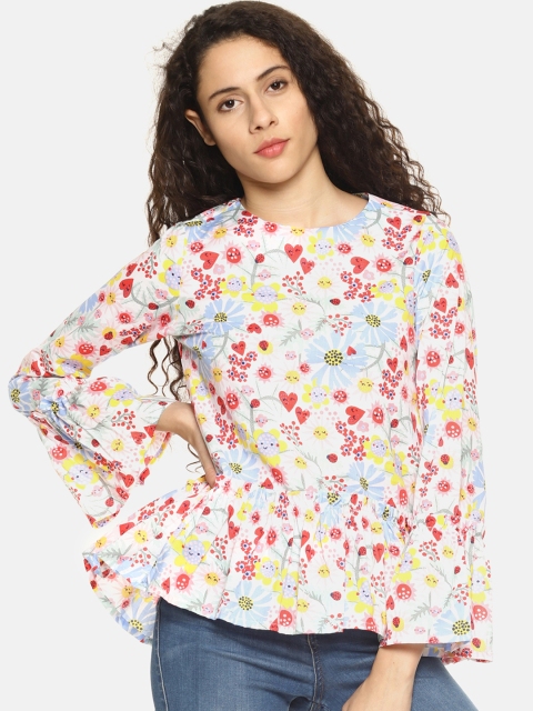 

AARA Women Multicoloured Printed Cinched Waist Top, Multi